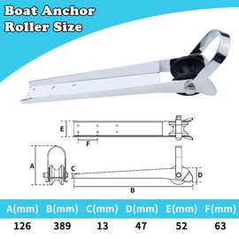 Pvrud Marine Bow Anchor Roller Bracket 15", 316 Stainless Steel Heavy Duty Anchor Holder for Boat for Yacht Fishing Boat, Easy Install with Spared Roller