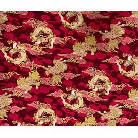Jukway Cotton Fabric Sold by the Metre, 50 cm x 145 cm, 100% Cotton Fabrics for Sewing, Bronzing Golden Pattern, Fabric Sold by the Metre, Cotton Quilting, DIY Decoration Crafts (06 Pattern, Red)