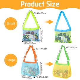 4 Stück Strandspielzeug Tasche für Kinder,Sandspielzeug Tasche mit Verstellbaren,Wiederverwendbare Muschel Sammeltasche mit Reißverschluss für Strand Zubehör/Wasserspielzeug Kinder,für Jungen Mädchen