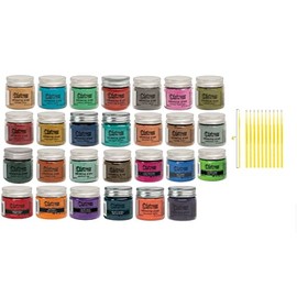 Tim Holtz Ranger Embossing Glaze Bundle - Embossing Glaze Jars 27 Color Mega Set - Translucent - with Trebbies Detail Sticks (27 Jar Complete Collection)