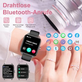 Tisoutec Smartwatch Women's Men's Fitness Watch Tracker with Phone Function 1.83 Inch Touch Screen, Watches Fitness Tracker IP67 Waterproof / Blood Oxygen / Heart Rate Monitor / Sports Watch Activity