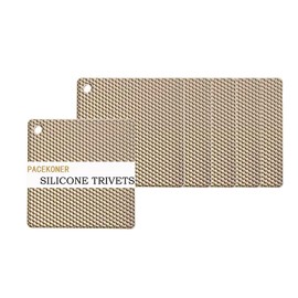 6-Pack Silicone Trivet Mats, Heat Resistant Hot Pads, Dishwasher Safe Kitchen Mats, BPA-Free Pot Holders for Table, Countertop, Stove, Honeycomb Design (Beige, 7" Square)