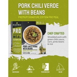 ReadyWise Outdoor Pro Adventure Meal - Pork Chile Verde with Beans, 2 Servings, 1 Pouch, Gluten Free, 680 Calories, 37g Protein, Freeze Dried Food & Dehydrated Camping Meals, up to 5 Year Shelf Life