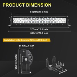 SKYWORLD Curved 22inch LED Work Light Bar 120W Flood Spot Combo Beam LED Work Lights Triple Row Driving Light 6000K for Car Truck Boat Offroad Driving Lamp Vehicles Atvs Utvs Waterproof IP67
