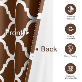 Melodieux Moroccan Printed Room Darkening Blackout Grommet Curtains for Living Room Bedroom, 52 by 72 Inch, Brown (2 Panels)