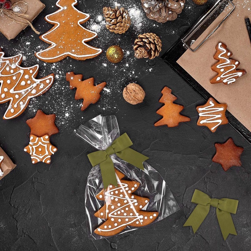 Meseey 50 Pcs 3 Inches Premade Moss Green Grosgrain Ribbon