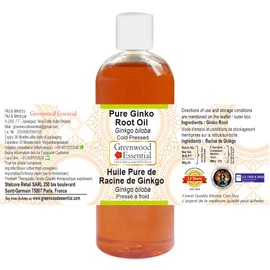Greenwood Essential Pure Ginko Root Oil (Ginkgo biloba) with Glass Dropper Cold Pressed 5ml (0.16 oz)