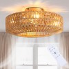 Bewishing 20'' Boho Gold-Colored Rattan Fandelier with Light & Remote