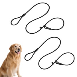 2Pcs Dog Lead, Adjustable Resistant Slip Lead for Training, Strong Dog Leads for Medium Dogs No Collar or Harness Needed for Medium to Large-Sized Dogs(Black)