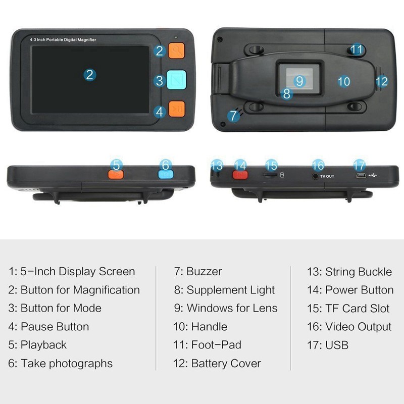 5 Inch LCD Low Vision Digital Magnifier Electronic Reading Aid