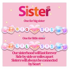 Jycycem Big Sister Little Sister Bracelets Set for 2 Big Sis Lil Sis BFF Sweet Jewelry Gifts Twins Daughters