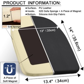 BUYUE 14" Magnetic Seat Cushion for Metal Stackable Kitchen Chair, Luxury PU Leather Waterproof Café Restaurant Bistro Patio Dining Chair Pad (U-Shape, Black, 1 Count)