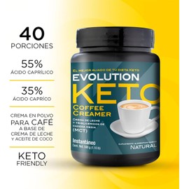 EVOLUTION Keto Creamer 500g | Suplemento Alimenticio con MCT y Crema de Leche | Energía Sostenible & Bienestar | 40 Porciones | Sin Gluten 