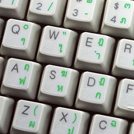 Thai Keyboard Sticker with Green Lettering Transparent Background for Desktop, Laptop and Notebook