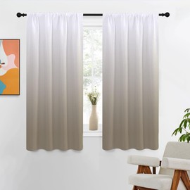 Ombre Curtains 42" W x 63" L Beige Gold Champagne Tan Taupe Golden Bright Light Abstract Cool Gradient Adult Oriental Living Room Bedroom Window Drapes Treatment Fabric 1 Pair