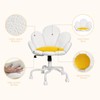 HomeZeer White Vanity Chair with Wheels and Back, Cute Daisy