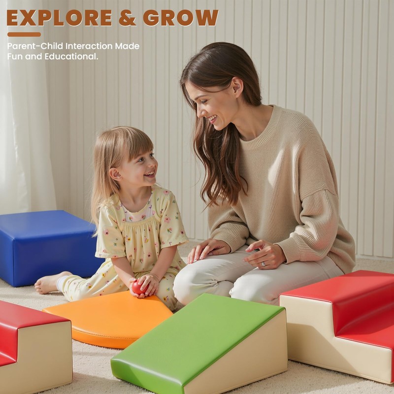 Hoohtoot Foam Climbing Blocks for Toddlers: 6-Piece Soft Play Set