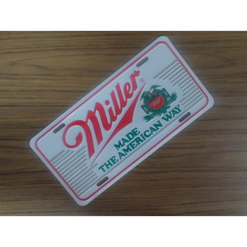 Vintage Miller License Plate Embossed Metal New Old Stock Beer