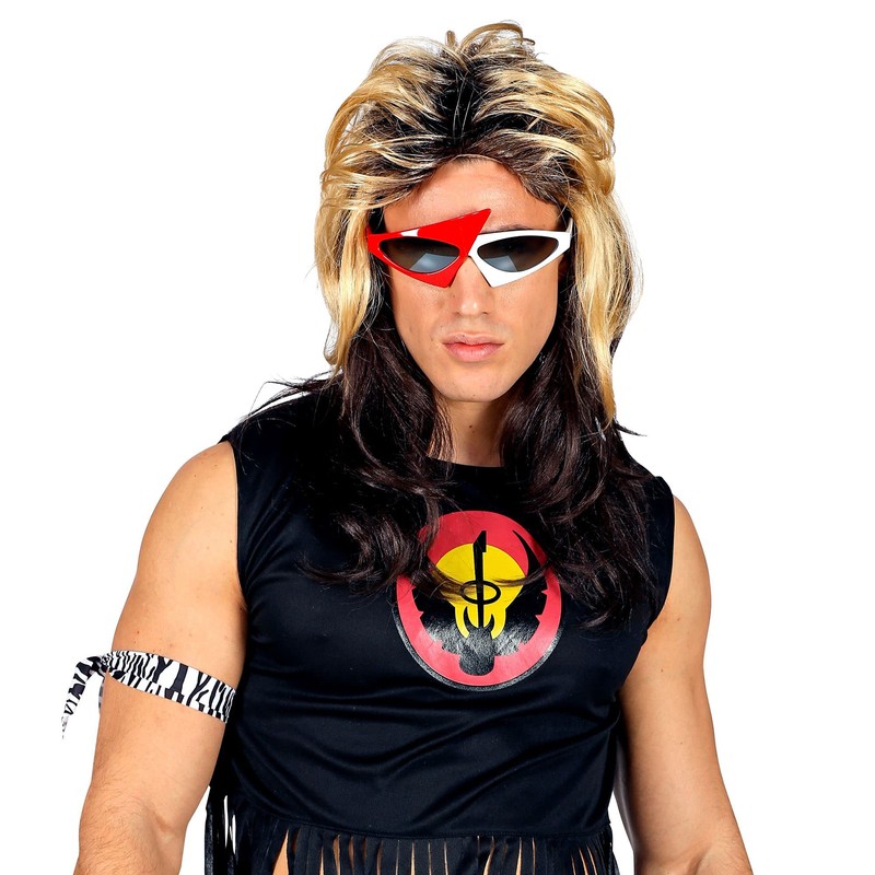 Widmann 11012838 Carnival 80s Rocker Wig, Blonde/Brown, Standard Size