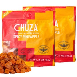 CHUZA Dried Chilli Pineapple Bites, Spicy Dried Pineapple Mexican Candy Chilli Spiced Pineapple Combos Snacks with Real Fruit Flavors for Adults and Children, On the Go 3 oz Pack of 2