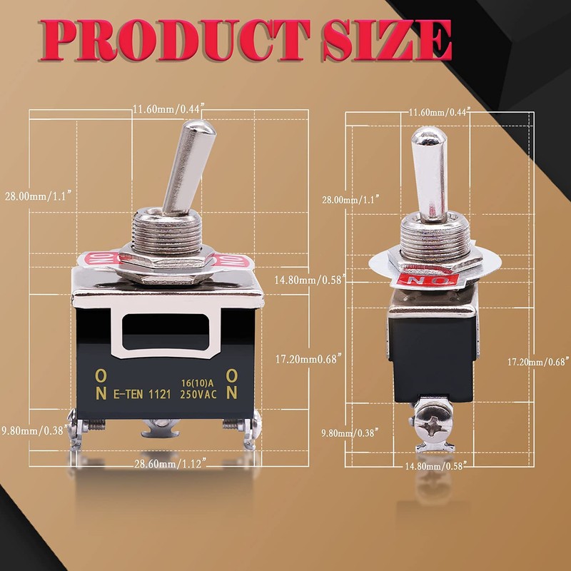 mxuteuk 3Pcs Heavy Duty Rocker Toggle Switch 20A 125V SPDT