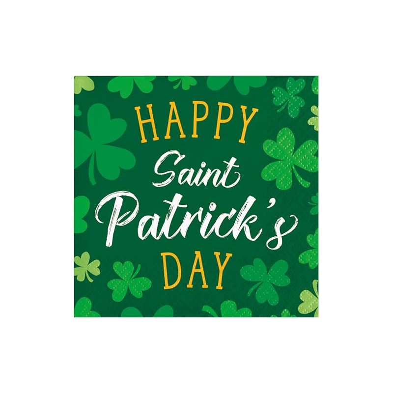 Shamrock and Roll Beverage Napkins, 48 Count