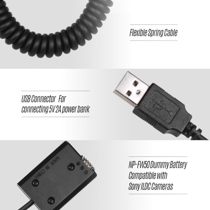 USB to FW50 Full Decoder Dummy Battery Fit for Sony