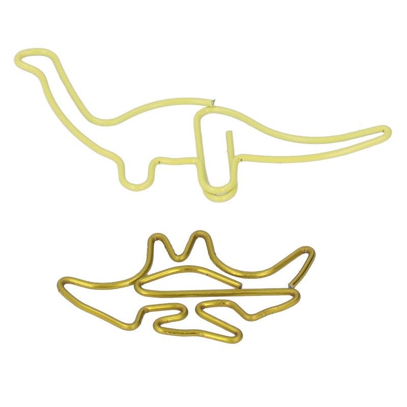 100pcs Shaped Paper Clips Pterosauria Yellow Dinosaur Shape Metal Portable