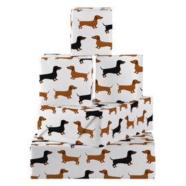 Hunts England - 5 Sheets Of Dachshund Dog Birthday Fun Wrapping Paper For Men/Women - Includes 5 Gift Tags - Folded Gift Wrap - Iconic Collection - For Son, Daughter, Mum, Wife, etc.