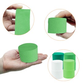 PheiLa PheiLa Green Party Supplies, 4 Rolls Green and White Crepe Paper Streamers for DIY Gift Wrapping Paper Birthday Baby Shower Wedding Holiday Party Decorations, 1.77 Inch x 82 Ft/Roll, 328ft