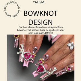 YAEISM Gold Nail Charms 3D Purple Heart Charms for Nails Alloy Bow Nail Charms Butterfly Charms for Women Nail Art Decoration