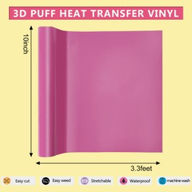 Pawkyjar 3D Puff HTV, 10inch x 3.3feet 3D Puff Heat Transfer Vinyl Roll, Purple 3D Puff Iron On Vinyl for DIY T-Shirt Clothes Bag Pillow Textile Fabric, Puff Foaming HTV Vinyl