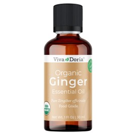 Viva Doria Ginger Essential Oil, USDA Certified, Organic Ginger Oil, 100% Pure, Natural Essential Oil, Undiluted, for Aromatherapy | Food Grade, 30 mL (1 Fluid Ounce)