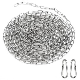 TMZELOA Edelstahlkette Meterware 1.5mm, 6m Stahlkette Gliederkette Edelstahl mit Karabiner zum Aufhängen Kette für Hundekette, Ankerkette, Wäschekette Metallkette Schwenkkette Garten Sicherungskette