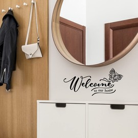 Wandsticker mit Zitat "Welcome Home", für Küche, Wohnzimmer, Schlafzimmer, Schild, Vinyl, Zitat, Wände, Türen, Schablonen für Badezimmer