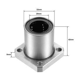 sourcing map Linear Ball Bearings LMK20UU with Square Flange, 20 mm Bore Diameter 32 mm Outer Diameter 42 mm Length Pack of 2