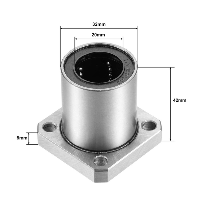 sourcing map Linear Ball Bearings LMK20UU with Square Flange, 20
