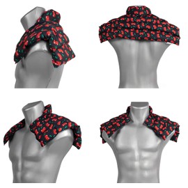 Warmth Neck Pillow: Cherry Stone Pillow Shoulder & Neck Pillow with Collar. Neck Warmer Grain Pillow Heat Cushion (cherry-black, cherry stones)