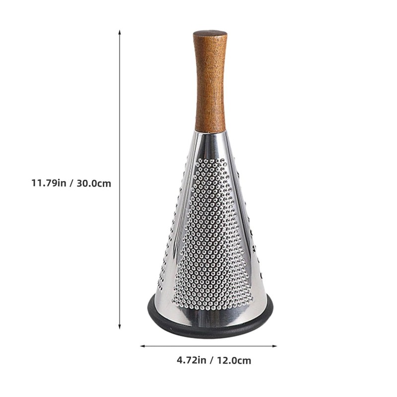 Ciieeo Stainless Steel Cheese Grater with Wooden Handle - Three-Sided