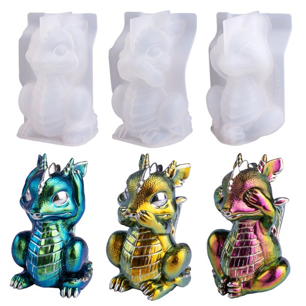 LET'S RESIN Dragon Resin Molds, Hear, Speak, See No Evil