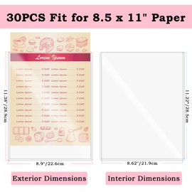 AKONEGE 30PCS 8.5 x 11 Rigid Print Protectors, Clear Hard Plastic Sheet Protectors Rigid Top Loading Page Protectors for Photos Posters, Paper Sleeves Document Holder Birth Certificate Protector