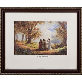 Gerffert Collection Antique Finish Catholic Prints in Gold Tone Wood Frame, 28 Inch - Way to Emmaus