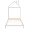 Bed Frame, Twin Size Wood Platform Bed with House-Shaped Headboard,Solid