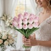 12 Pcs Artificial Light Pink Tulips | Real Touch Latex