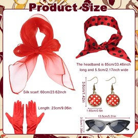 5 Piece Rockabilly Accessories Women's 50s Women's Dress Accessories, Rockabilly Dresses Women, 50s Outfit Women, Rockabilly Women, 50s Dresses Women, for Theme Party Retro Carnival Party
