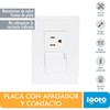 iGOTO PB612-B Placa con apagador y contacto aterrizado, Color blanco