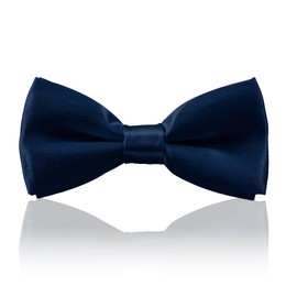 Classic Bow Tie Adjustable Neck Bow Tie Solid Color Satin Bow Tie for Boy Wedding Party Dress up (Navy Blue)