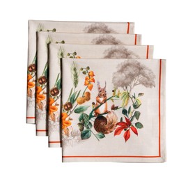 Maison d' Hermine Cloth Napkins Set of 4 100% Cotton Everyday Reusable Square Napkins Cloth Washable, Dinner, Party, Wedding, Restaurant (Recolte, 20" x 20")