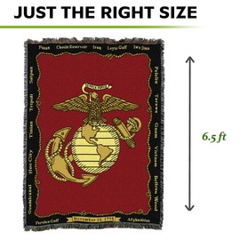 Pure Country Weavers US Marine Corps - Emblem Blanket XL - Gift Military Tapestry Throw Woven from Cotton - Made in The USA (82x62)