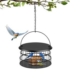 Hanging Bird Feeder, Metal Caged Squirrel Proof Bluebird Feeders - Birdfeeder Hanging for Garden Yard Outside, Upgraded Metal Mesh for Squirrel-Proof, Outdoors Hanging to Attracting Birds